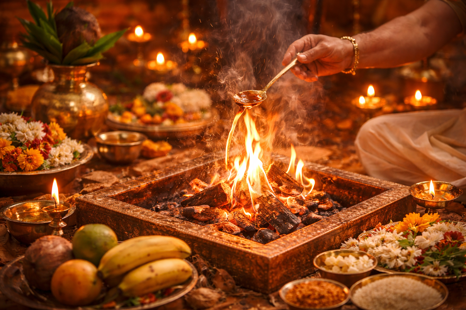 Homam: Meaning, Benefits & Symbolism of the Vedic Fire Ritual – Karishye
