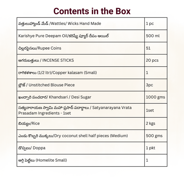 Satyanarayana Vratam kit/సత్యనారాయణ వ్రతం