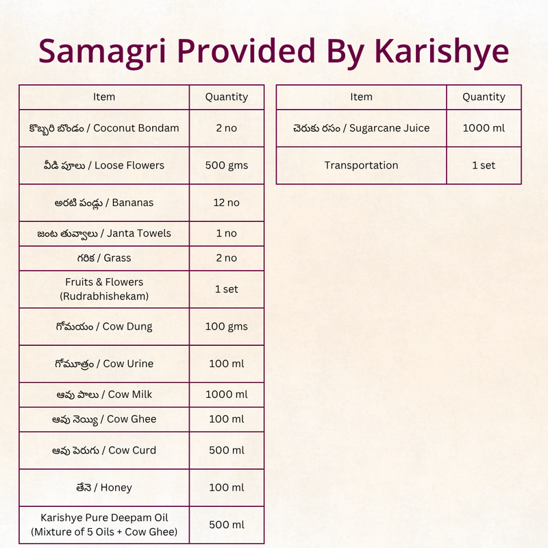 Rudrabhishekam (Eka Rudram) | Telugu Puja | Samagri Included | Telangana & Andhra | Karishye