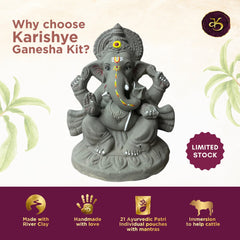 Why choose the Karishye Ganesha Kit - river clay, handmade, 21 ayurvedic patri, immersion helps cattle