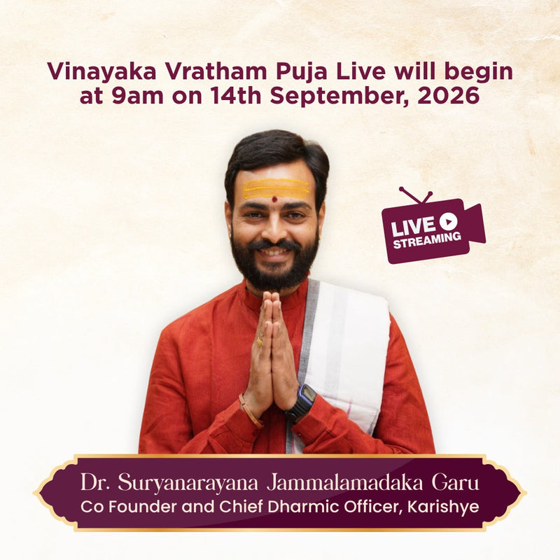 Vinayaka Vratham live at 9am on 14 September 2026 with Dr. Suryanarayana Jammalamadaka Garu