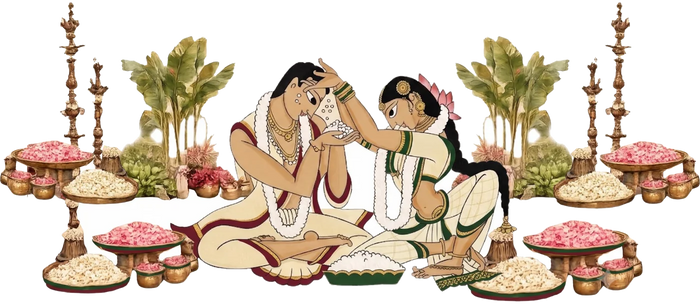 The couple showering talambralu over each other