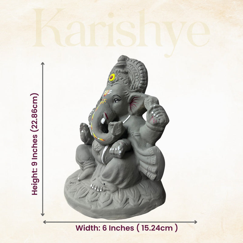 Idol size — height 9 inches (22.86 cm), width 6 inches (15.24 cm)