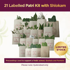 Karishye 21 labelled patri kit with shlokam — patri only, no idol, Vinayaka Chavithi 2026, Hyderabad