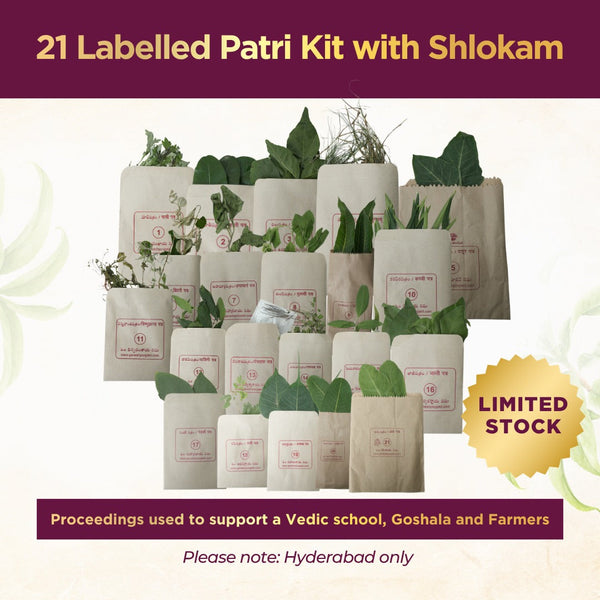 Karishye 21 labelled patri kit with shlokam — patri only, no idol, Vinayaka Chavithi 2026, Hyderabad